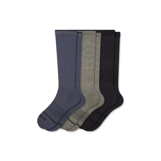 Men's Merino Wool Blend Everyday Compression Knee High Socks 3-Pack (15-20mmHg)