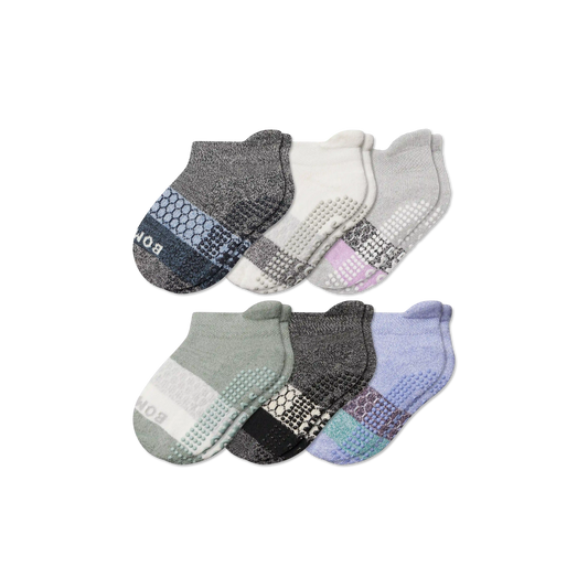 Toddler Tri-Block Gripper Ankle Sock 6-Pack