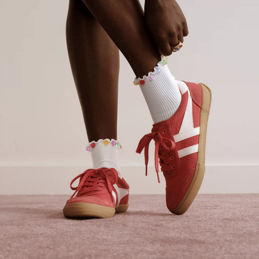 Bombas x Susan Alexandra Embellished Ruffle Rib Quarter Socks