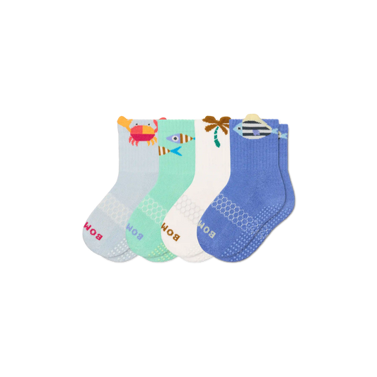 Junior Seaside Gripper Calf Sock 4-Pack