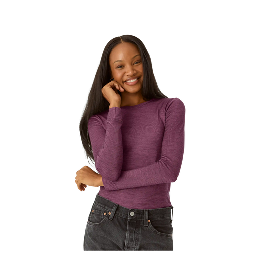 Women's Merino Wool Blend Crew Neck Long Sleeve T-Shirt