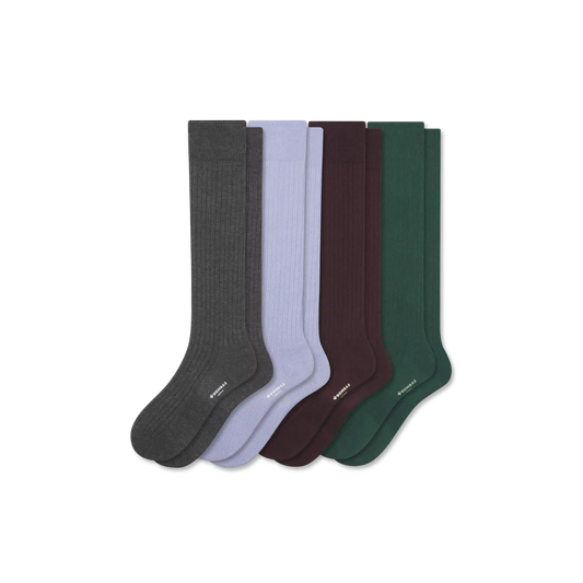 Men's Ribbed Dress Over the Calf Sock 4-Pack