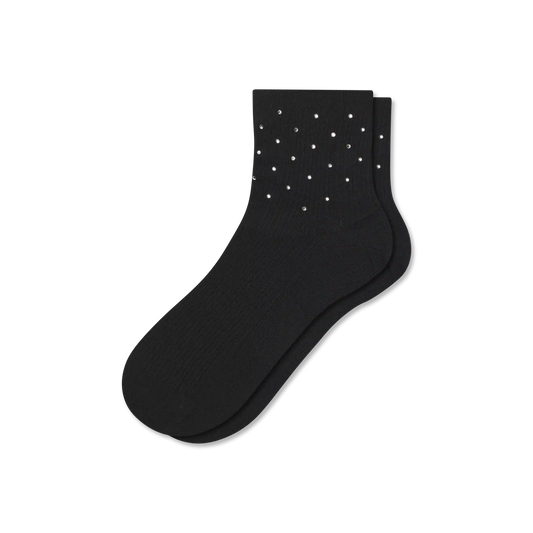 Women’s Rhinestone Rib Quarter Socks