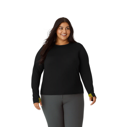 Women's Merino Wool Blend Crew Neck Long Sleeve T-Shirt