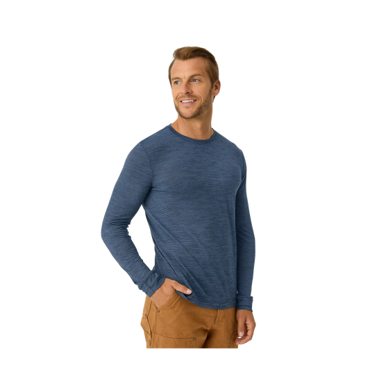 Men's Merino Wool Blend Crew Neck Long Sleeve T-Shirt