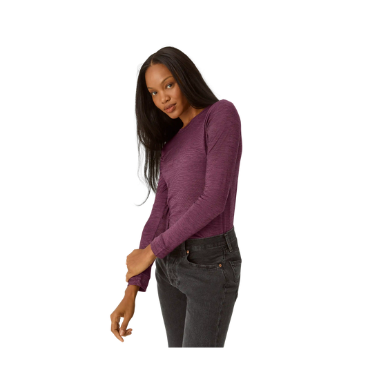 Women's Merino Wool Blend Crew Neck Long Sleeve T-Shirt